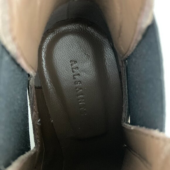 NWT All Saints Studded Sarris Suede Ankle Booties Size 6 Taupe Heels Almond Toe - Picture 9 of 11